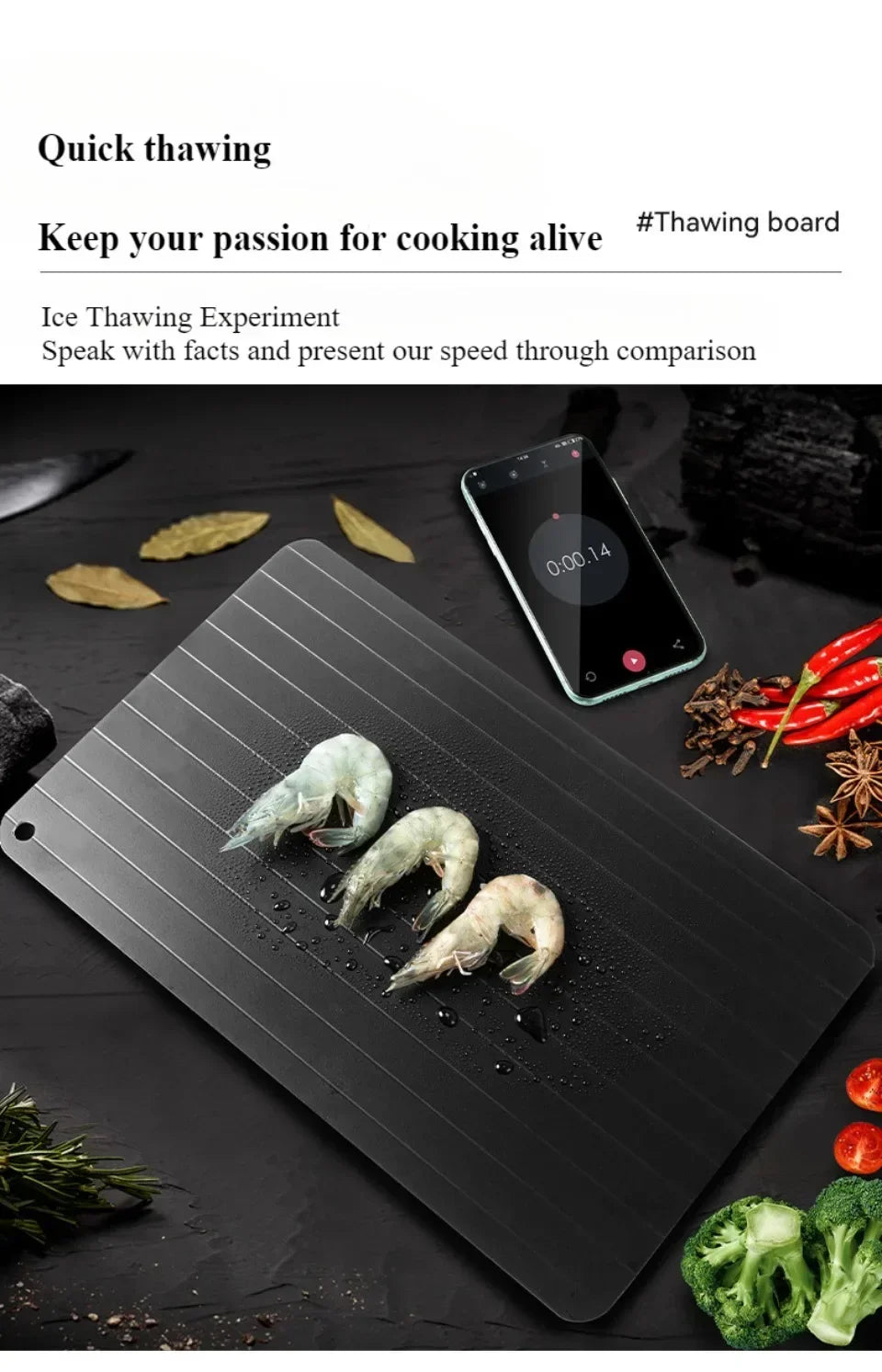 Defrosting tray

Plateau de décongélation  Décongeler rapidement le poulet, le steak et d'autres viandes,